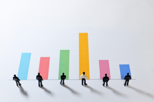 営業ノルマの数字を示すグラフと営業マンのイメージ